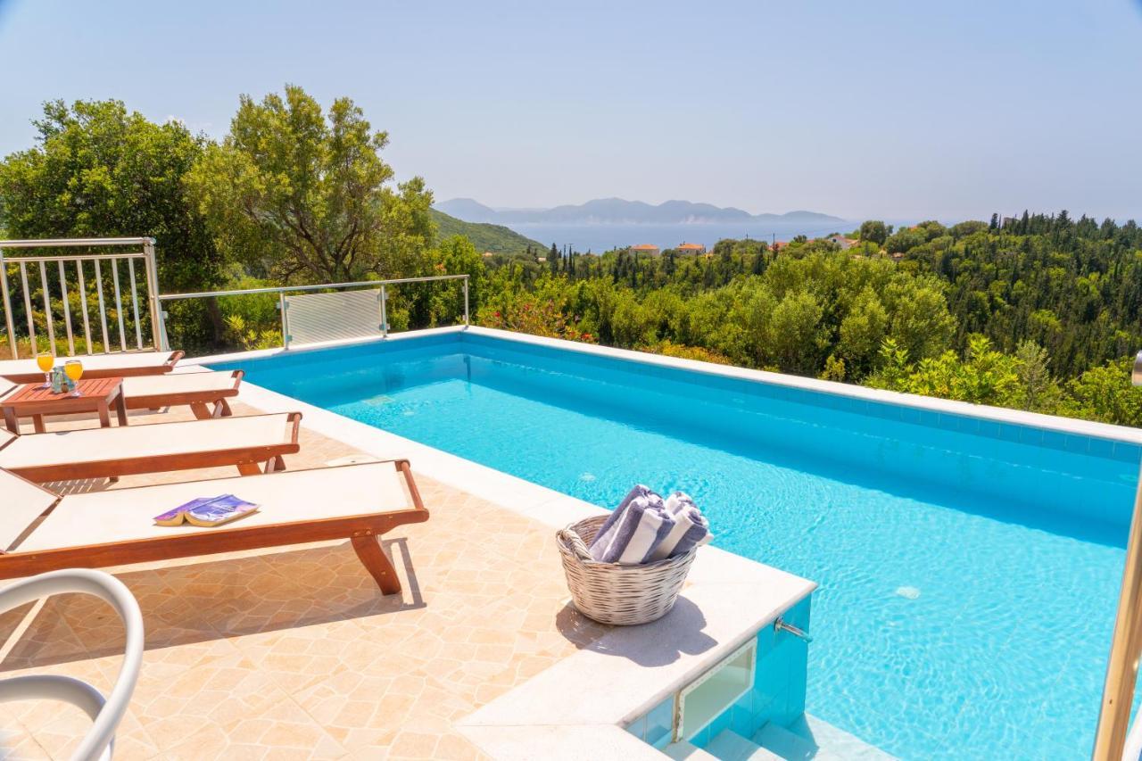 Stone Villa Eriphyle ,Private Witn Sunset View Fiskardo Bagian luar foto